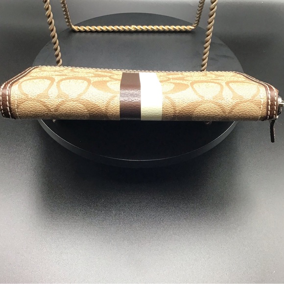 Coach Bags | Coach Heritage Signature Stripe Pvc Zip Around Accordion Wallet - Picture 4 of 11